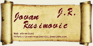 Jovan Rusimović vizit kartica